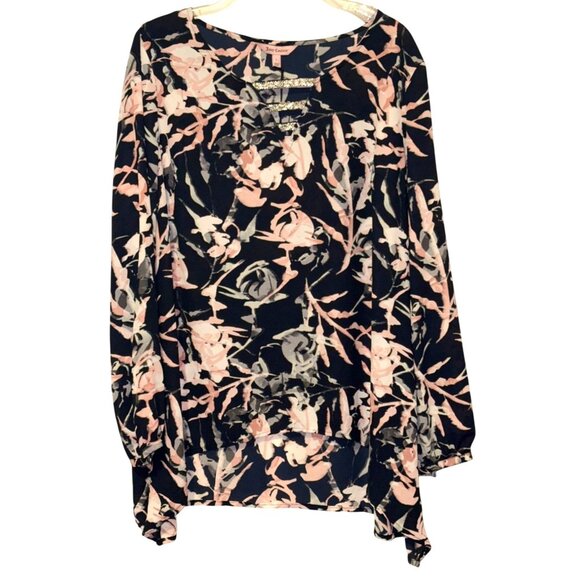 NWT New Juicy Couture Long Sleeve Floral Rhinestone Tunic Blouse Top Size L - Picture 1 of 9